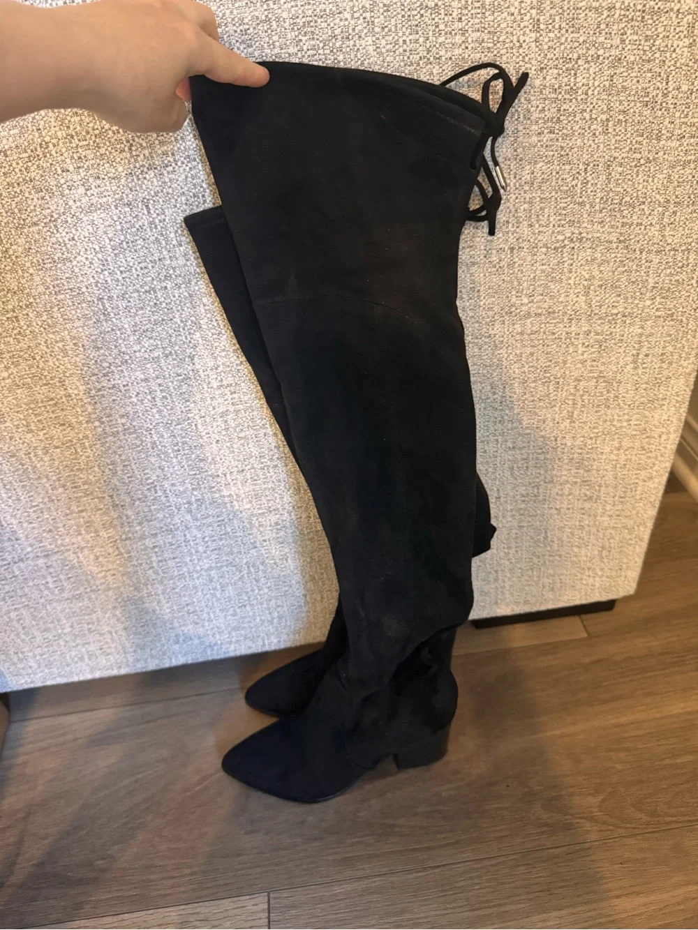 Marc Fisher Black Over-the-Knee Pointed Toe Stretch Boots
